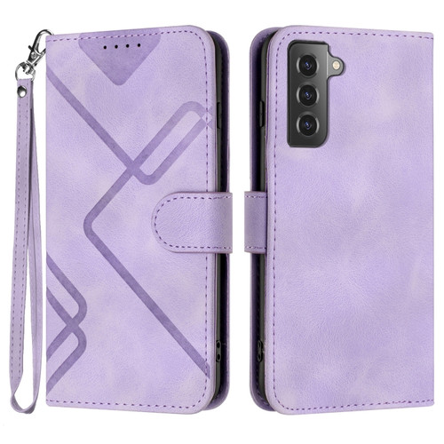 Samsung Galaxy S22+ 5G Line Pattern Skin Feel Leather Phone Case - Light Purple
