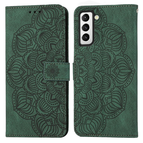 Samsung Galaxy S22+ 5G Mandala Embossed Flip Leather Phone Case - Green