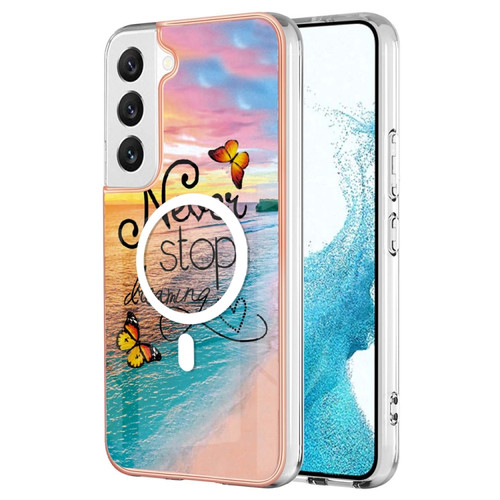 Samsung Galaxy S22+ 5G Marble Pattern Dual-side IMD Magsafe TPU Phone Case - Dream Butterfly