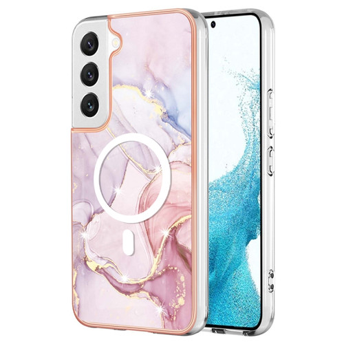 Samsung Galaxy S22+ 5G Marble Pattern Dual-side IMD Magsafe TPU Phone Case - Rose Gold 005