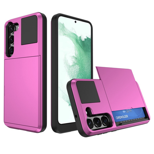 Samsung Galaxy S22+ 5G Multifunction Armor Slide Card Slot Phone Case - Pink