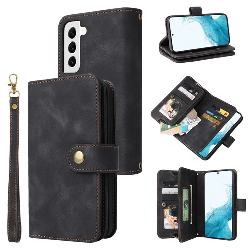 Samsung Galaxy S22+ 5G Multifunctional Card Slot Zipper Wallet Leather Phone Case - Black