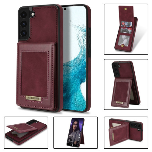 Samsung Galaxy S22+ 5G N.Bekus Vertical Flip Card Slot RFID Phone Case - Wine Red