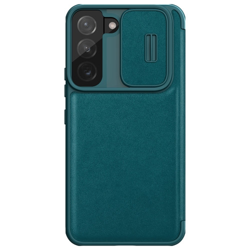 Samsung Galaxy S22+ 5G NILLKIN QIN Series Pro Sliding Camera Cover Design Leather Phone Case - Green