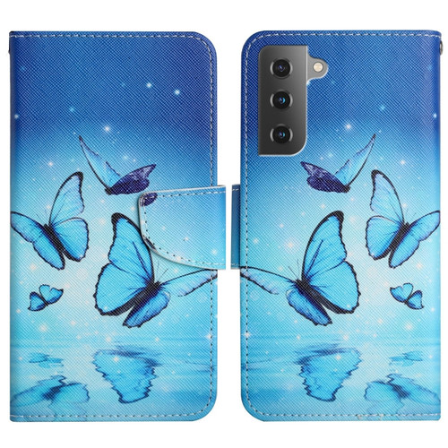 Samsung Galaxy S22+ 5G Painted Pattern Horizontal Flip Leather Phone Case - Flying Butterfly
