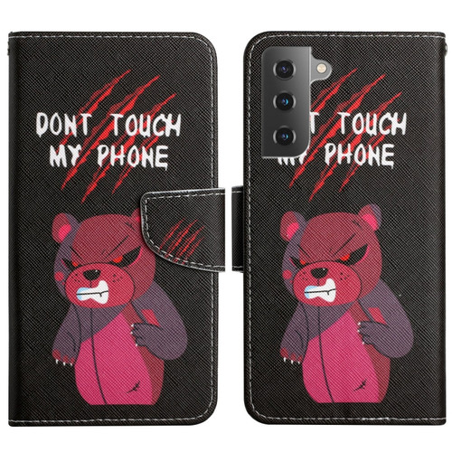 Samsung Galaxy S22+ 5G Painted Pattern Horizontal Flip Leather Phone Case - Red Bear