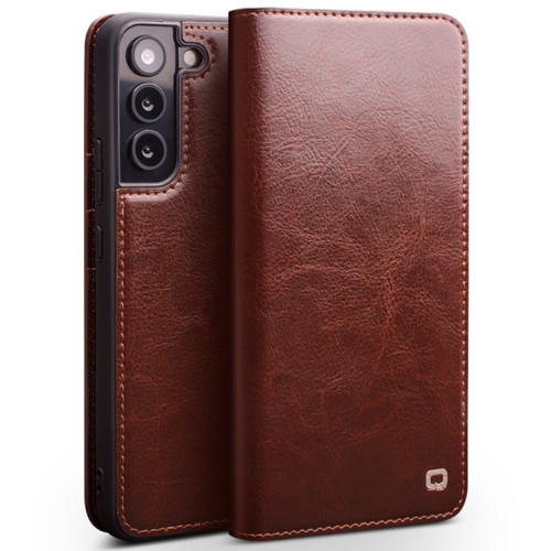 Samsung Galaxy S22+ 5G QIALINO Genuine Leather Phone Case - Brown