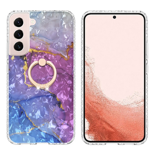 Samsung Galaxy S22+ 5G Ring Holder 2.0mm Airbag TPU Phone Case - Blue Purple Marble