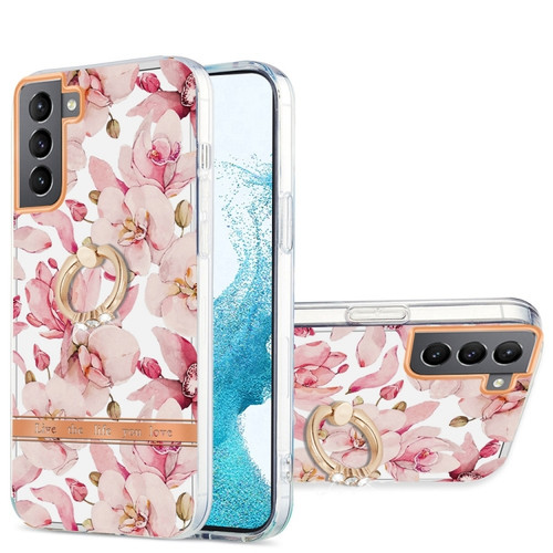 Samsung Galaxy S22+ 5G Ring IMD Flowers TPU Phone Case - Pink Gardenia