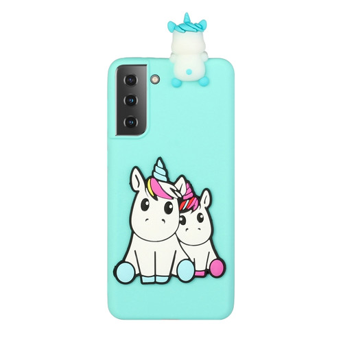 Samsung Galaxy S22+ 5G Shockproof 3D Lying Cartoon TPU Phone Case - Couple Unicorn