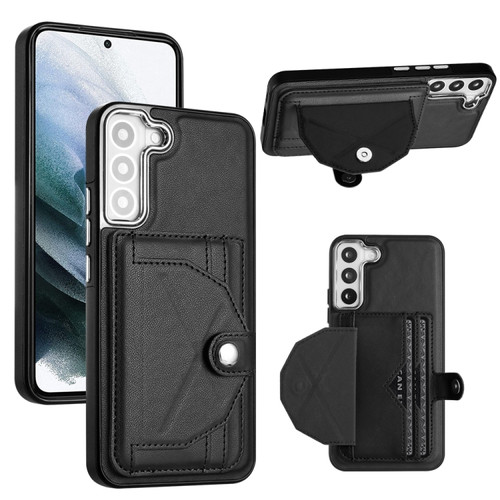 Samsung Galaxy S22+ 5G Shockproof Leather Phone Case with Card Holder - Black