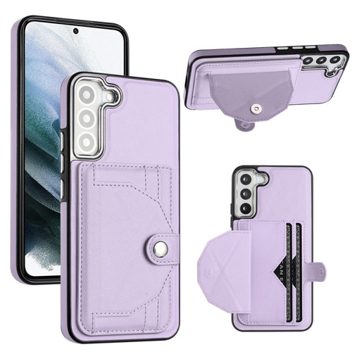 Samsung Galaxy S22+ 5G Shockproof Leather Phone Case with Card Holder - Purple