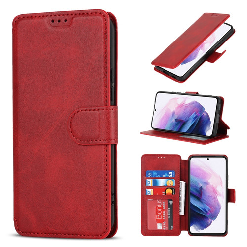 Samsung Galaxy S22+ 5G Shockproof PU + TPU Leather Phone Case - Red