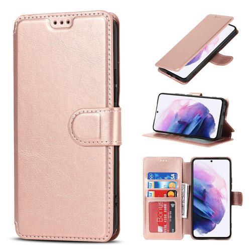 Samsung Galaxy S22+ 5G Shockproof PU + TPU Leather Phone Case - Rose Gold