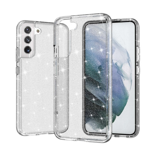 Samsung Galaxy S22+ 5G Shockproof Terminator Style Glitter Powder Protective Phone Case - White