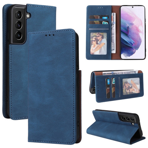 Samsung Galaxy S22+ 5G Simple Suction Closure Leather Phone Case - Blue