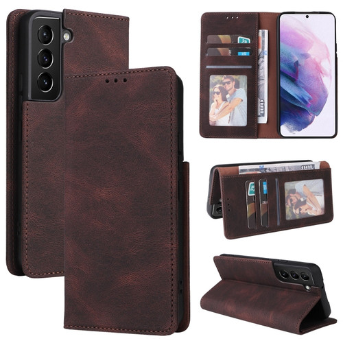 Samsung Galaxy S22+ 5G Simple Suction Closure Leather Phone Case - Brown