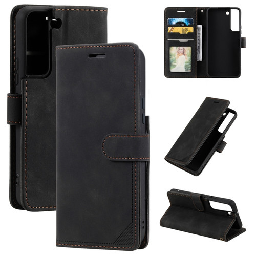 Samsung Galaxy S22+ 5G Skin Feel Anti-theft Brush Leather Phone Case - Black