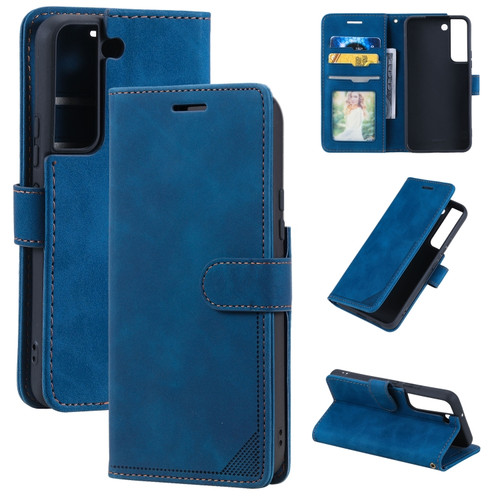 Samsung Galaxy S22+ 5G Skin Feel Anti-theft Brush Leather Phone Case - Blue