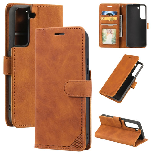 Samsung Galaxy S22+ 5G Skin Feel Anti-theft Brush Leather Phone Case - Brown