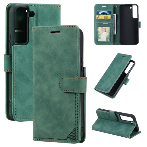 Samsung Galaxy S22+ 5G Skin Feel Anti-theft Brush Leather Phone Case - Green