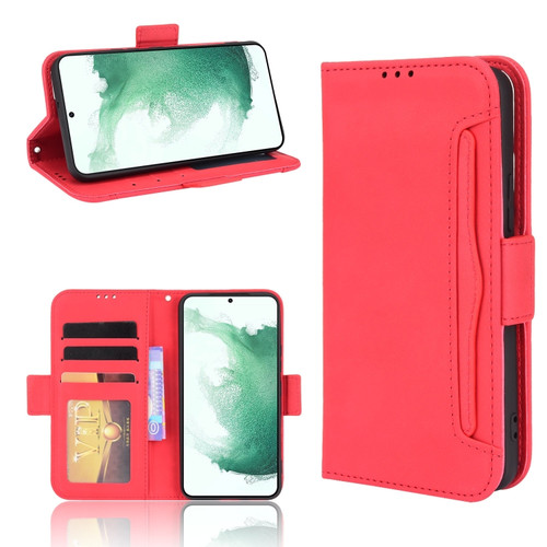 Samsung Galaxy S22+ 5G Skin Feel Calf Pattern Leather Phone Case - Red