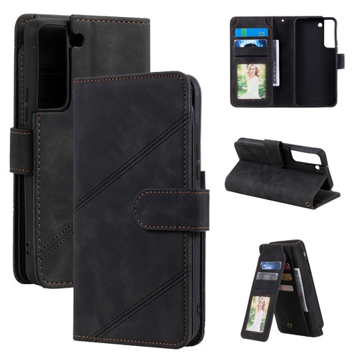 Samsung Galaxy S22+ 5G Skin Feel Card Slot Leather Phone Case - Black