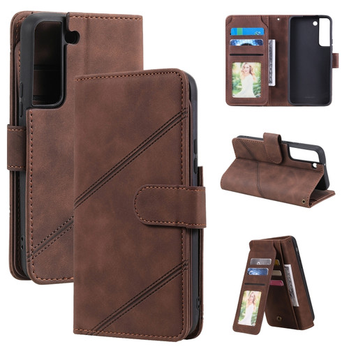 Samsung Galaxy S22+ 5G Skin Feel Card Slot Leather Phone Case - Brown