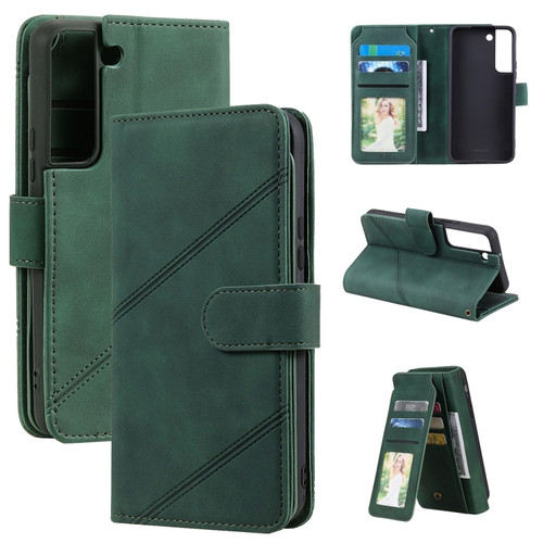 Samsung Galaxy S22+ 5G Skin Feel Card Slot Leather Phone Case - Green