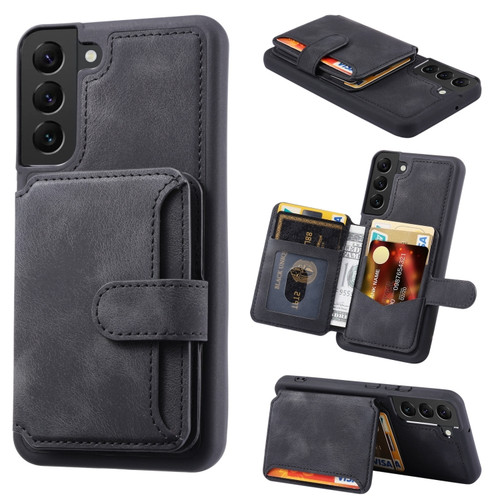 Samsung Galaxy S22+ 5G Skin Feel Dream Anti-theft Brush Shockproof Portable Skin Card Bag Phone Case - Black