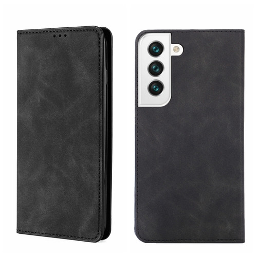 Samsung Galaxy S22+ 5G Skin Feel Magnetic Horizontal Flip Leather Phone Case - Black