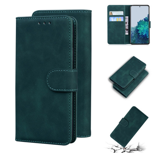 Samsung Galaxy S22+ 5G Skin Feel Pure Color Flip Leather Phone Case - Green