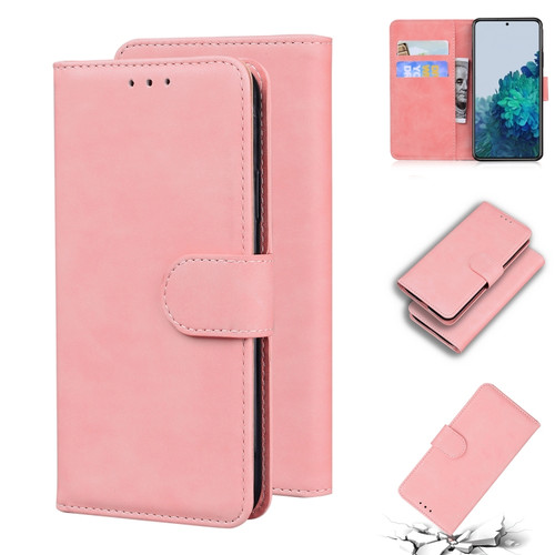 Samsung Galaxy S22+ 5G Skin Feel Pure Color Flip Leather Phone Case - Pink