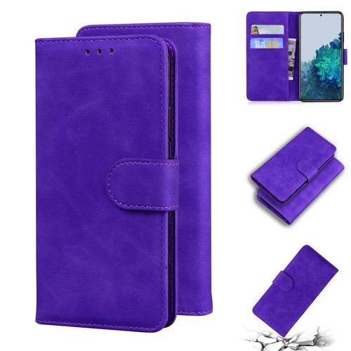 Samsung Galaxy S22+ 5G Skin Feel Pure Color Flip Leather Phone Case - Purple