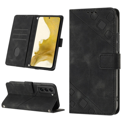 Samsung Galaxy S22+ 5G Skin-feel Embossed Leather Phone Case - Black