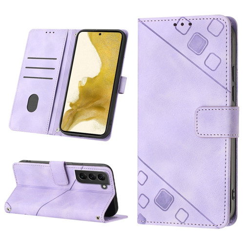 Samsung Galaxy S22+ 5G Skin-feel Embossed Leather Phone Case - Light Purple