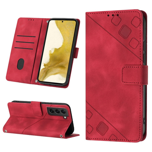 Samsung Galaxy S22+ 5G Skin-feel Embossed Leather Phone Case - Red