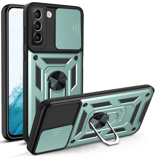 Samsung Galaxy S22+ 5G Sliding Camera Cover Design TPU+PC Protective Case - Dark Green