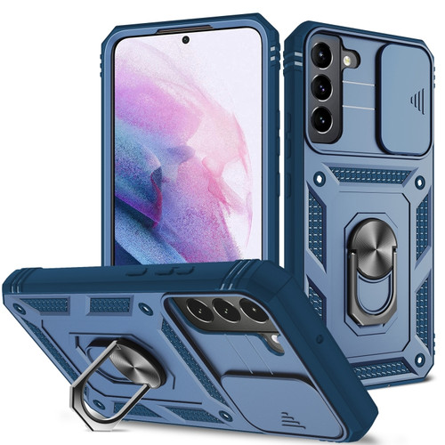 Samsung Galaxy S22+ 5G Sliding Camera Cover TPU + PC Phone Case - Blue+Blue