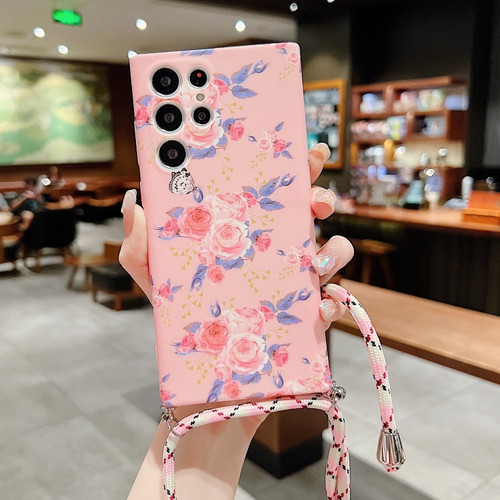 Samsung Galaxy S22+ 5G Small Floral Lanyard Phone Case - Pink