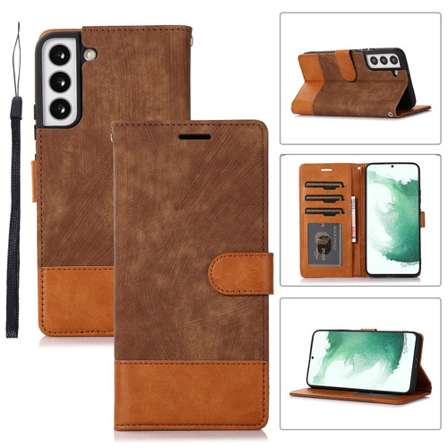 Samsung Galaxy S22+ 5G Splicing Leather Phone Case - Brown