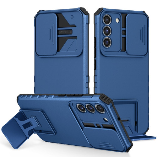 Samsung Galaxy S22+ 5G Stereoscopic Holder Sliding Camshield Phone Case - Blue