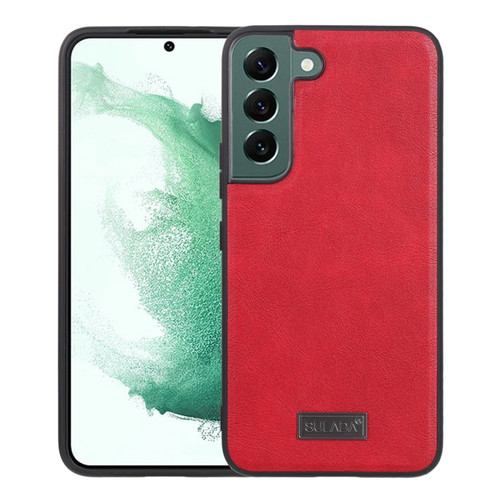 Samsung Galaxy S22+ 5G SULADA Shockproof TPU + Handmade Leather Phone Case - Red