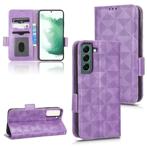 Samsung Galaxy S22+ 5G Symmetrical Triangle Leather Phone Case - Purple