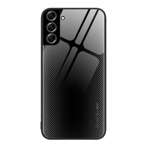 Samsung Galaxy S22+ 5G Texture Gradient Glass TPU Phone Case - Black