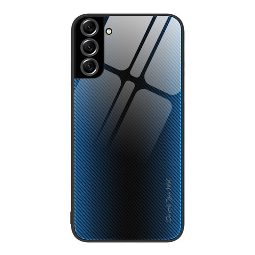 Samsung Galaxy S22+ 5G Texture Gradient Glass TPU Phone Case - Blue