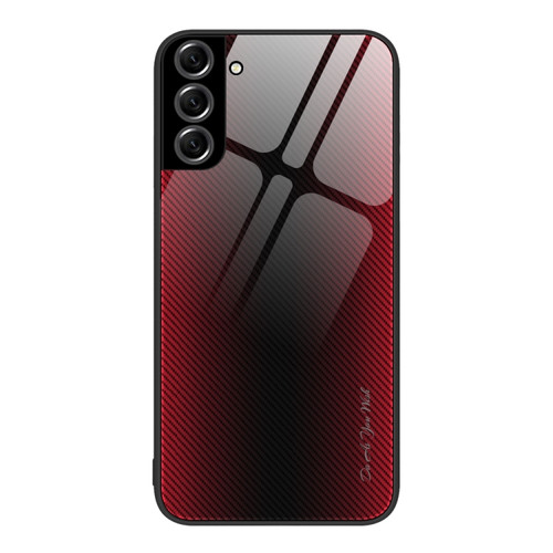 Samsung Galaxy S22+ 5G Texture Gradient Glass TPU Phone Case - Red