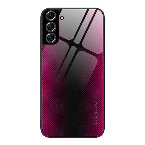 Samsung Galaxy S22+ 5G Texture Gradient Glass TPU Phone Case - Rose Red