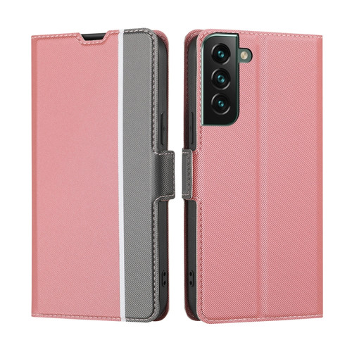 Samsung Galaxy S22+ 5G Twill Texture Side Button Leather Phone Case - Pink