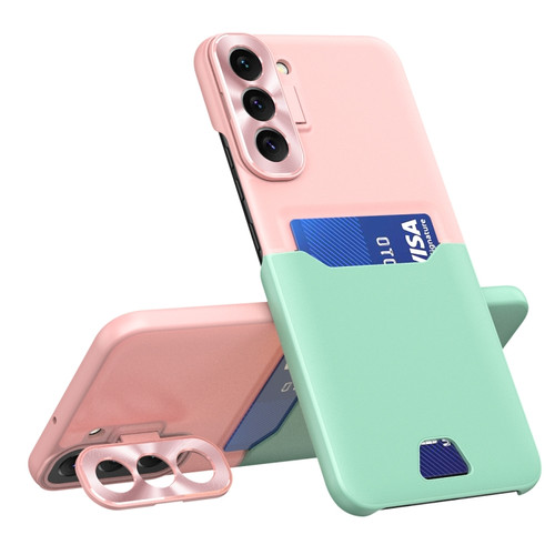Samsung Galaxy S22+ 5G Two-Color Invisible Lens Holder Phone Case - Pink+Green
